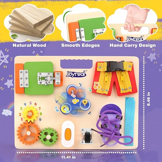 Busy board Montessori din lemn- Placa senzoriala educativa [2]