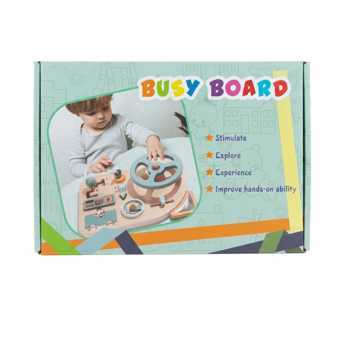 Busy board Montessori din lemn- Volan si activitati de motricitate [4]