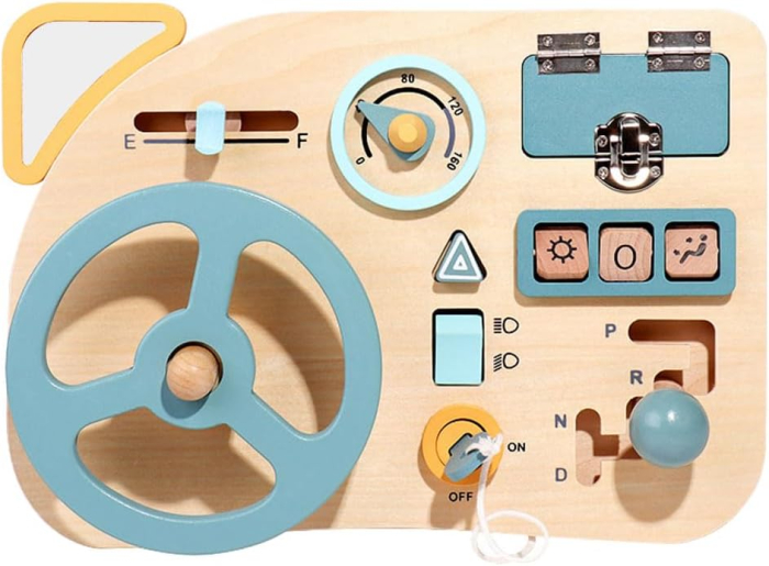 Busy board Montessori din lemn- Volan si activitati de motricitate [2]