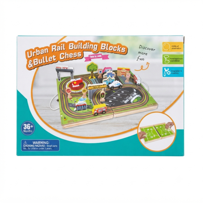 Urban Rail Building Blocks & Joc de fotbal – Joc educativ 2 în 1 din lemn [4]