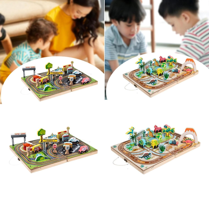 Urban Rail Building Blocks & Joc de fotbal – Joc educativ 2 în 1 din lemn [3]