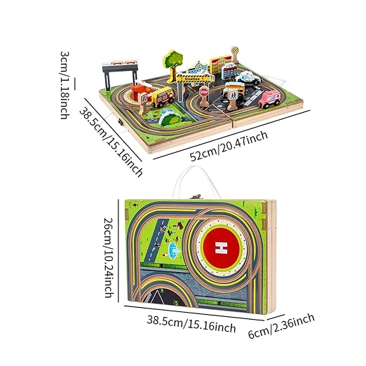 Urban Rail Building Blocks & Joc de fotbal – Joc educativ 2 în 1 din lemn [2]