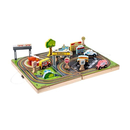 Jocuri de rol - Urban Rail Building Blocks & Joc de fotbal – Joc educativ 2 în 1 din lemn