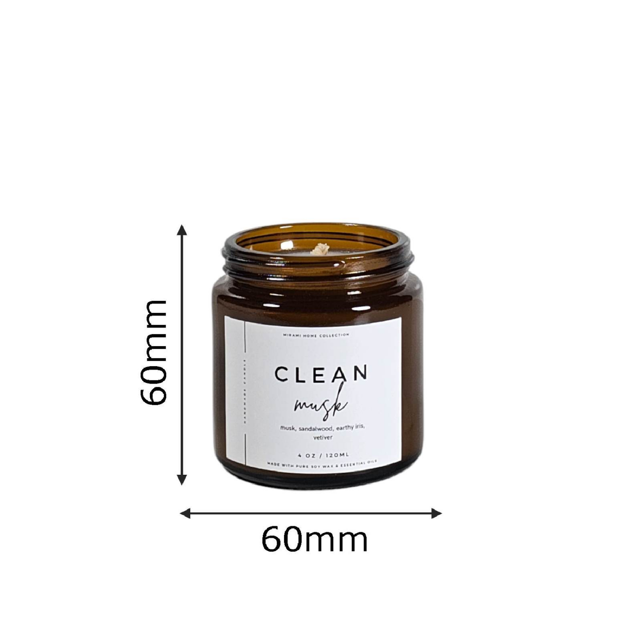 Lumanare parfumata din ceara de soia premium, Clean Musk, 120ml [2]