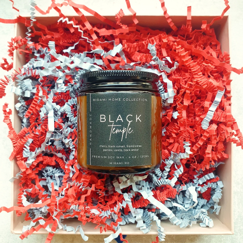HOME ❤ COLLECTION - Lumânare parfumată din ceară de soia premium – BLACK TEMPLE
