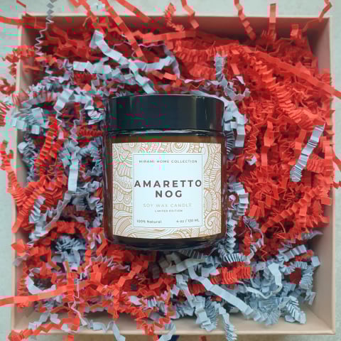 HOME ❤ COLLECTION - Lumanare parfumata din ceara de soia premium, AMARETTO NOG, 120ml