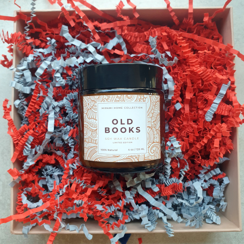 HOME ❤ COLLECTION - Lumanare parfumata din ceara de soia premium, OLD BOOKS, 120ml