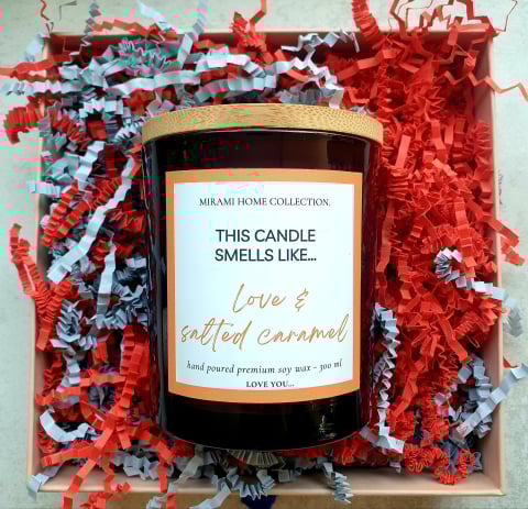 HOME ❤ COLLECTION - Lumânare parfumată din ceară de soia premium – SALTED CARAMEL