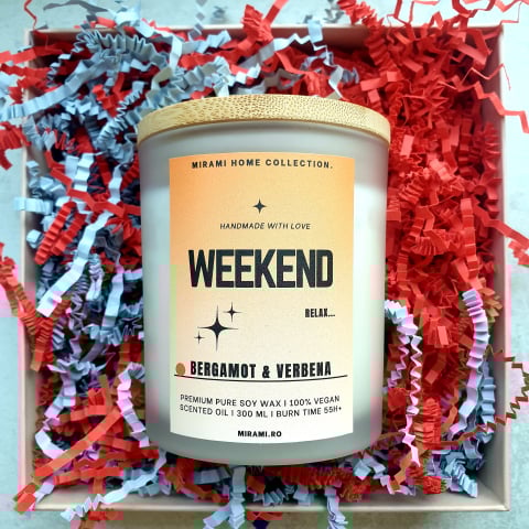 HOME ❤ COLLECTION - Lumânare parfumată din ceară de soia premium – WEEKEND 300 ml.
