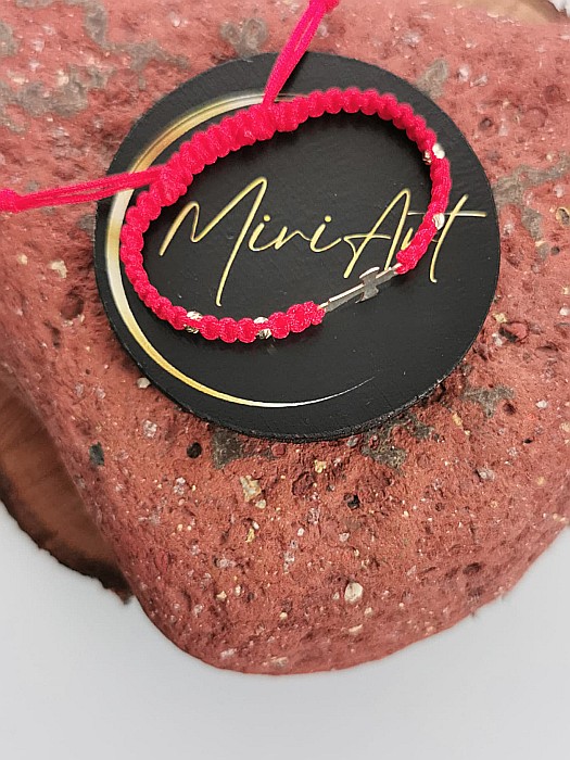 Brățara Crucea Copilariei - Cruce 12mm 4 Sfere Aur 2,5mm [4]