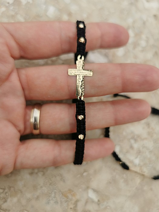 Brățara Rugăciune Divină - Cruce Tatăl Nostru 4 Sfere Aur 3mm [2]