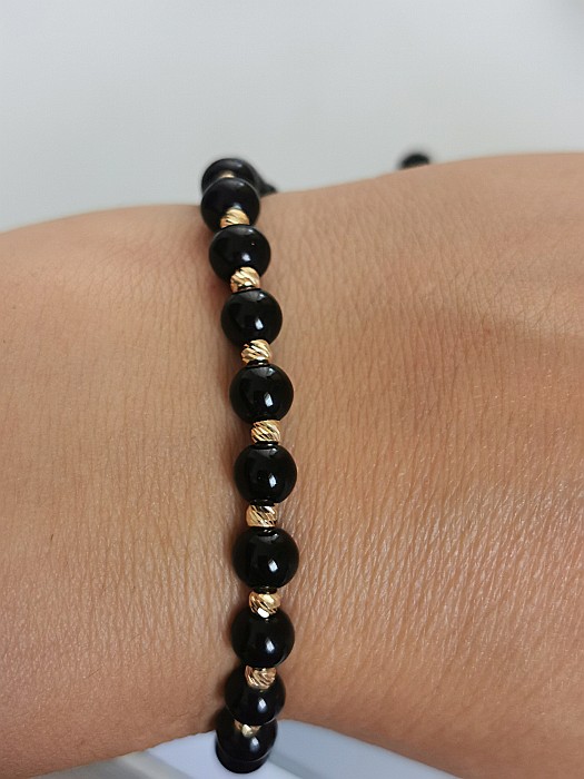 Brățara Scut de Onix 11 Sfere Aur 3mm [4]