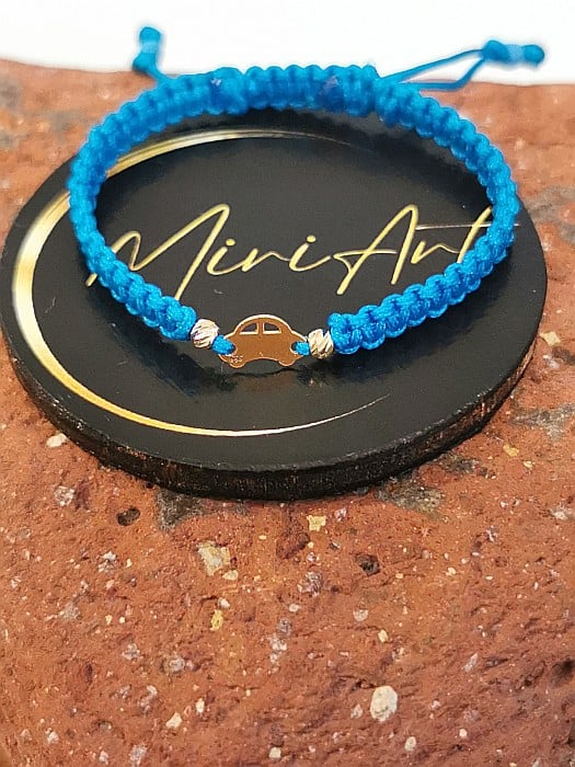 Brățara împletită - Mașinuța Aventurii - Mașinuță 2 Sfere Aur 3mm [3]