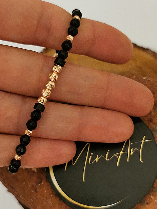 Brățara Talisman Nocturn 10 Sfere Aur 3mm - 5 Sfere Aur 4mm [5]