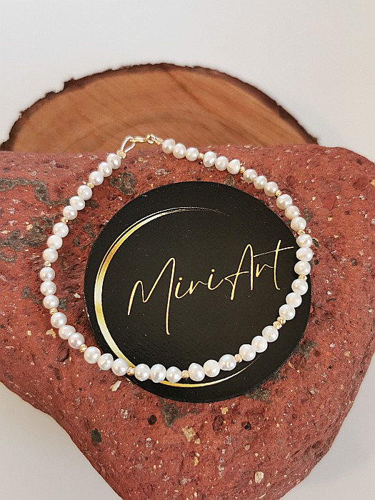 Brățara Eleganță Perlată - Perlă de Cultură 15 Sfere Aur 1,8mm [3]