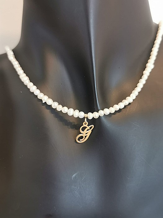 Colier Strălucire Perlată cu inițiala G - Perle de Cultură [4]