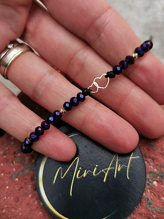 Brățara Murmur Violet - Inimi Duble 2 Sfere Aur 2.5mm [2]