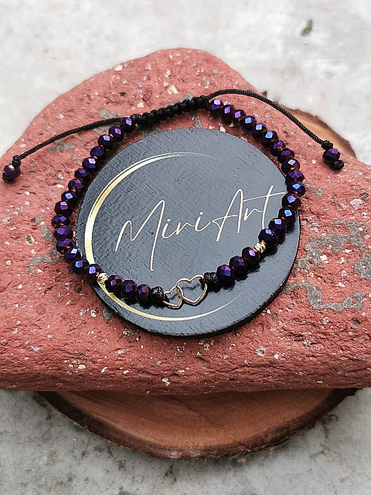 Brățara Murmur Violet - Inimi Duble 2 Sfere Aur 2.5mm [3]