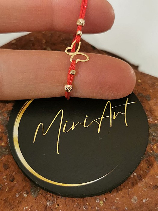 Brățara Fluturașul Fermecat - Fluturaș Contur 2 Sfere Aur 3mm - 2 Sfere Aur 2mm [2]