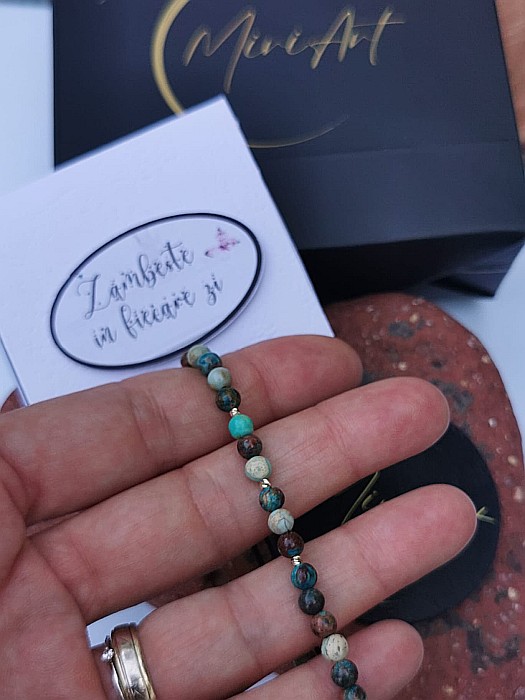 Brățara Ritm Pământiu 3 Sfere Aur 2mm [2]