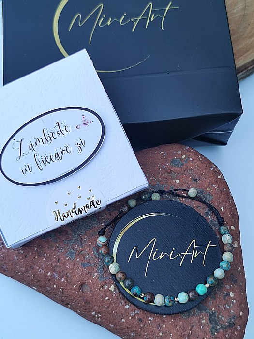 Brățara Ritm Pământiu 3 Sfere Aur 2mm [4]