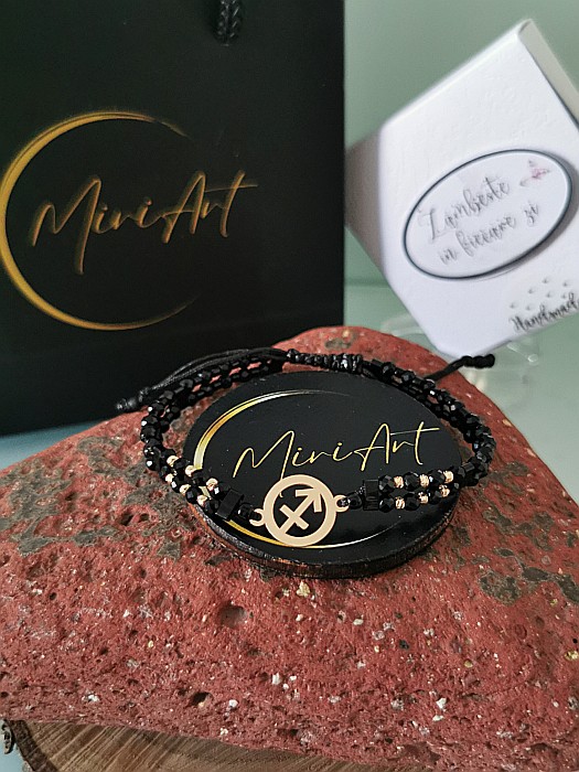 Brățara Cristalul Săgetătorului 12 Sfere Aur 2mm [3]