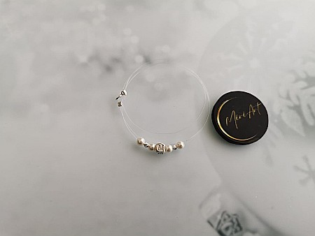 Colier Cub Inițiala M 2 Sfere Argint 2,5mm [0]