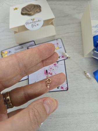 Colier cu perle de cultură și sfere din aur 14K, pe fir transparent [3]