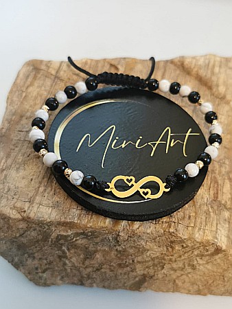 Brățara Echilibru de Iubire - Infinit cu 2 inimi 8 Sfere Aur 2,5mm [0]