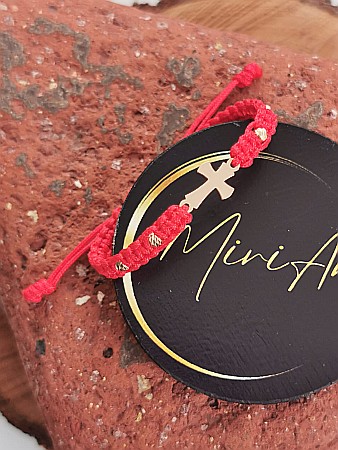 Brățara Crucea Copilariei - Cruce 12mm 4 Sfere Aur 2,5mm [0]