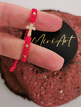 Brățara Crucea Copilariei - Cruce 12mm 4 Sfere Aur 2,5mm [1]