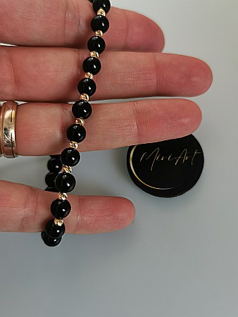 Brățara Scut de Onix 11 Sfere Aur 3mm [2]