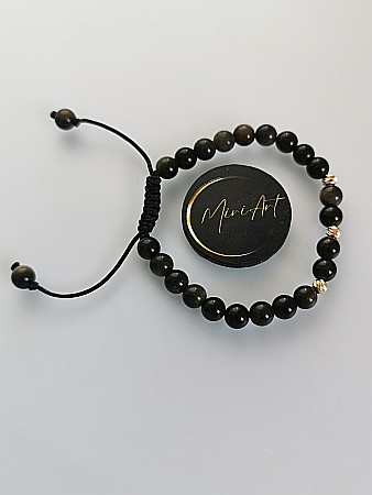 Brățara Strălucirea Obsidianului 3 Sfere Aur 3mm [1]