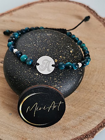 Brățara Forța Inițialei - Bănuț 12mm 2 Sfere Argint 2,5mm [0]