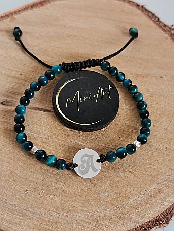 Brățara Forța Inițialei - Bănuț 12mm 2 Sfere Argint 2,5mm [2]