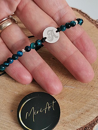 Brățara Forța Inițialei - Bănuț 12mm 2 Sfere Argint 2,5mm [1]