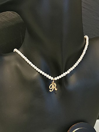 Colier Strălucire Perlată cu inițiala R – Perle de Cultură [0]