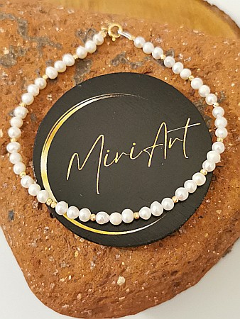 Brățara Eleganță Perlată - Perlă de Cultură 15 Sfere Aur 1,8mm [0]