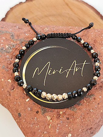 Aur 14k - Brățara Talisman Nocturn 10 Sfere Aur 3mm - 5 Sfere Aur 4mm