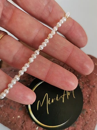 Brățara Eleganță Perlată - Perlă de Cultură 15 Sfere Aur 1,8mm [1]