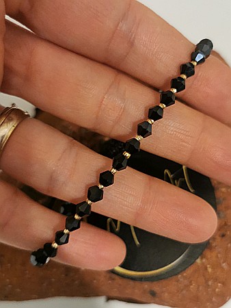 Aur 14K - Brățara Cristale de Noapte 13 Sfere Aur 2mm