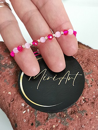 Brățara Prințesa Roz 6 Sfere Aur 3mm [1]