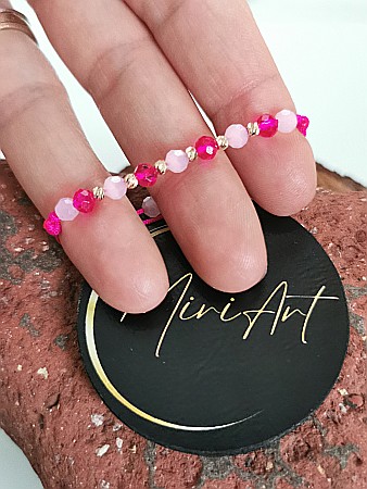 Brățara Prințesa Roz 6 Sfere Aur 3mm [2]