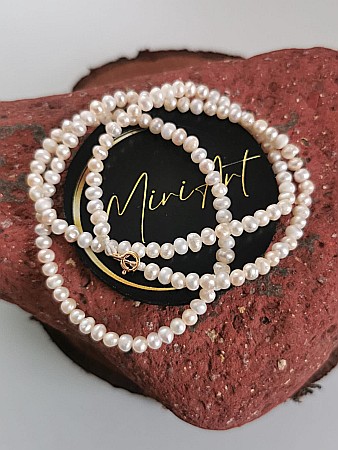 Aur 14k - Colier Eleganță Perlată - Perle de Cultură - Cerculeț
