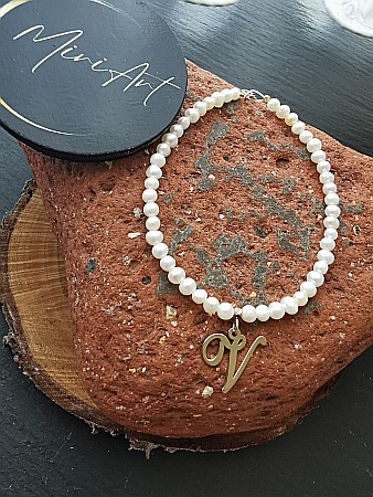 Brățara Strălucire Perlată – Inițiala V - Perle de Cultură [4]