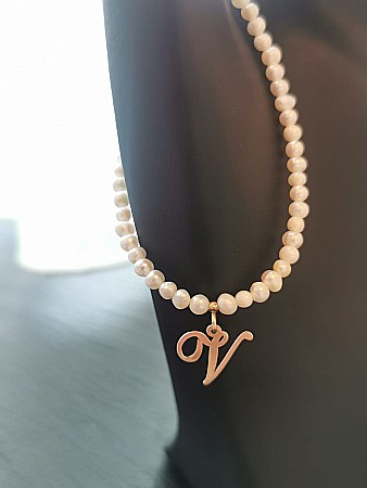 Brățara Strălucire Perlată – Inițiala V - Perle de Cultură [3]