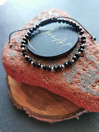 Brățări cu sfere și cristale de sticlă - Brățara Negru Elegant