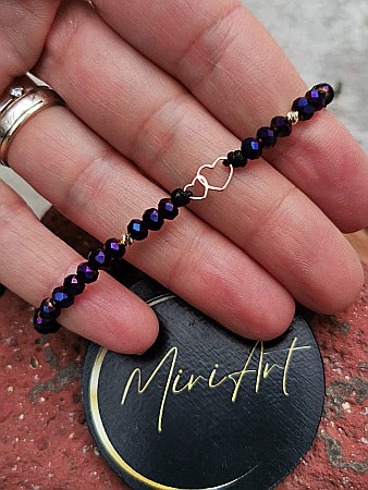 Brățara Murmur Violet - Inimi Duble 2 Sfere Aur 2.5mm [3]