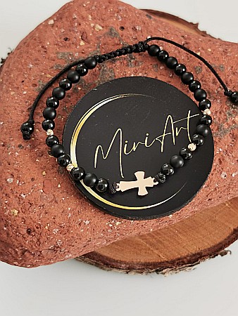 Brățara Crucea Armoniei - Cruce 15mm 4 Sfere Aur 2,5mm [3]