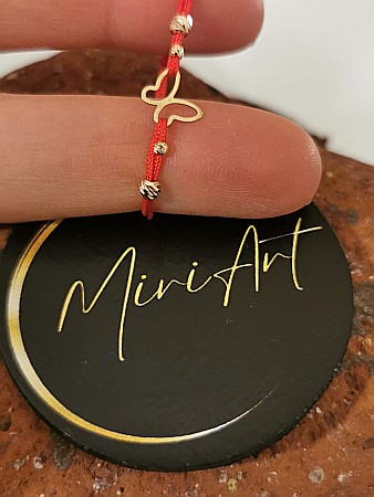 Brățara Fluturașul Fermecat - Fluturaș Contur 2 Sfere Aur 3mm - 2 Sfere Aur 2mm [2]